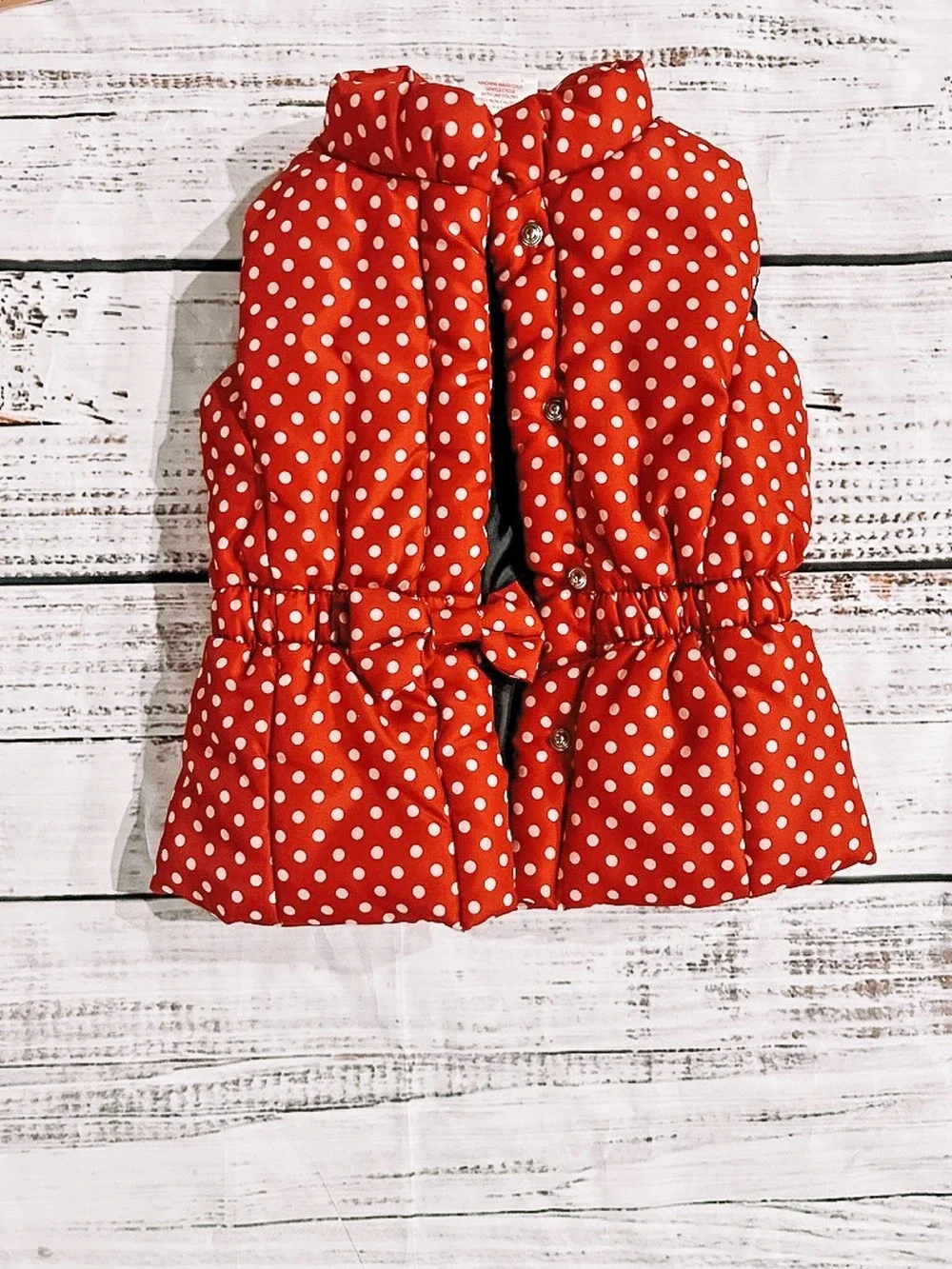 Nursery Rhyme Baby Girl 18M Red Polka Dot Puffer Vest Bow Snap Button Winter